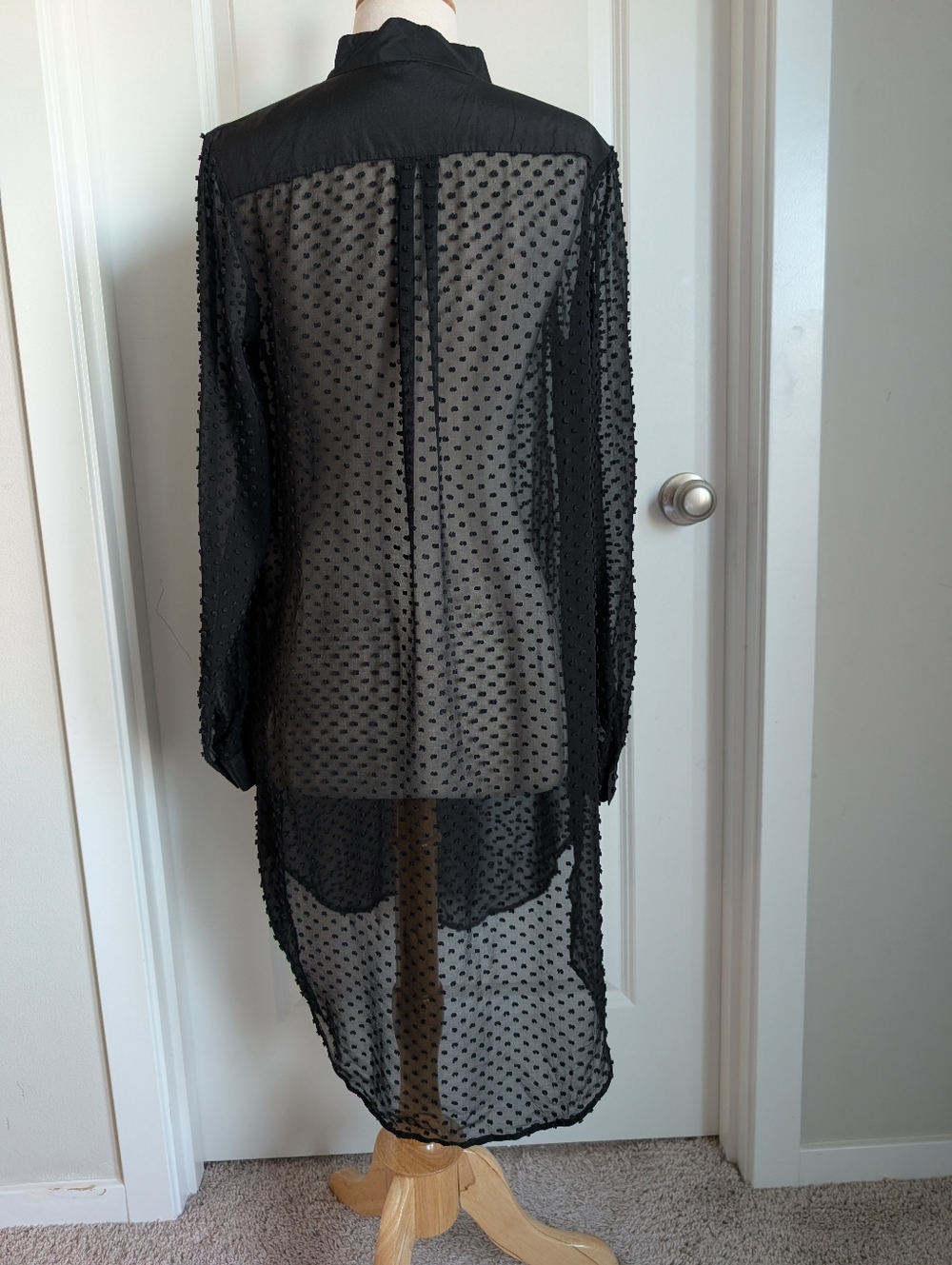 Agent Provocateur Black Silk-Blend Swiss Dot Shirt Dress - Picture 6 of 12